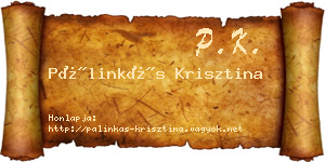 Pálinkás Krisztina névjegykártya